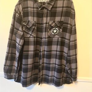Star Wars Black and Gray Plaid Shirt